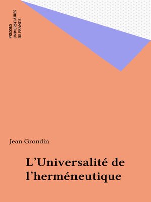 cover image of L'Universalité de l'herméneutique